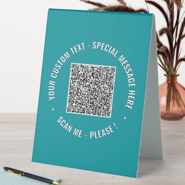 Personalized Custom QR Code Text Table Tent Sign (In SItu (Table))