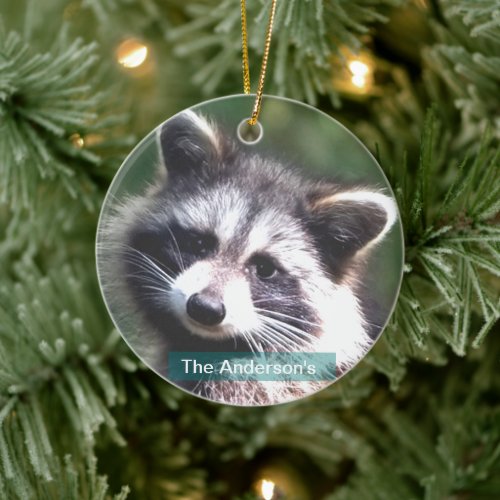 Personalized Custom Raccoon Photo Ceramic Ornament