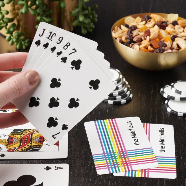 Personalized Custom Rainbow Colors Stripes Pattern Poker Cards (In Situ)