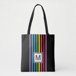Personalized Custom Rainbow Stripes Pattern Tote Bag