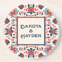 Personalized custom red white & blue folk-art