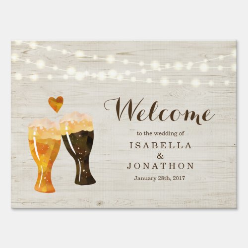Personalized Custom Rustic Beer Wedding Welcome Sign