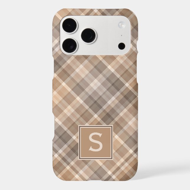 Personalized Custom Rustic Beige Brown Plaid Iphone Case (Back)