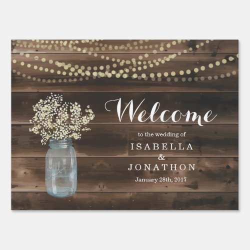 Personalized Custom Rustic Wedding Welcome Sign