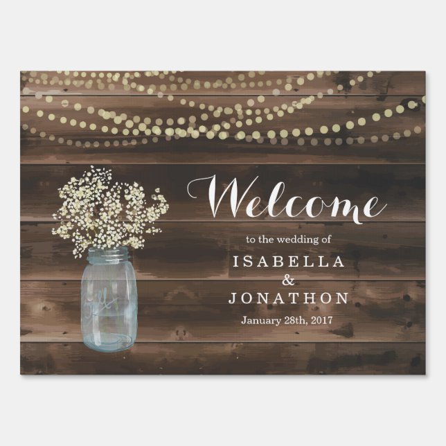 Personalized Custom Rustic Wedding Welcome Sign (Front)