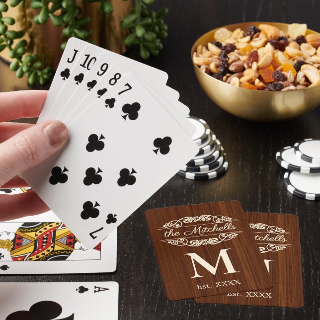 Personalized Custom Rustic Wood Grain Pattern Poker Cards (In Situ)