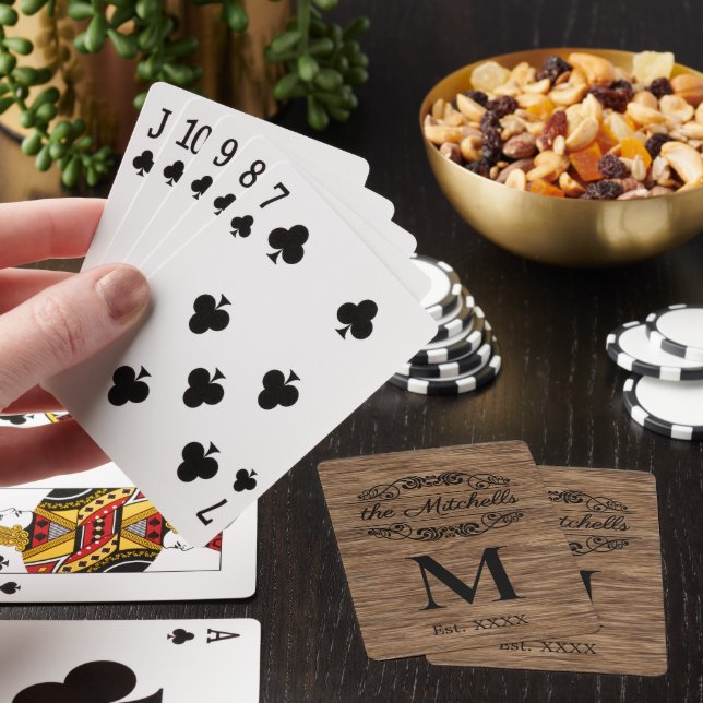 Personalized Custom Rustic Wood Grain Pattern Poker Cards (In Situ)