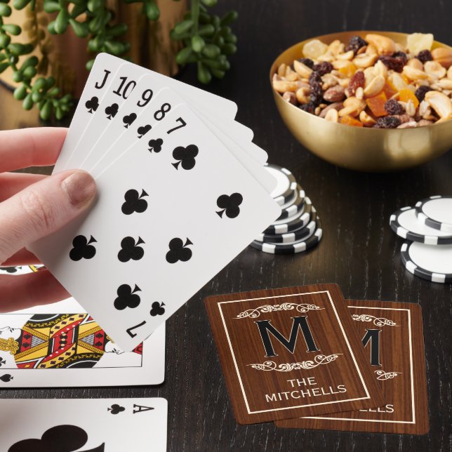 Personalized Custom Rustic Wood Grain Pattern Poker Cards (In Situ)