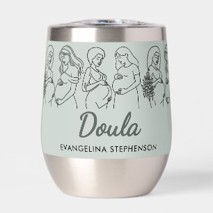 Personalized Custom Sage Green Midwife Doula Thermal Wine Tumbler