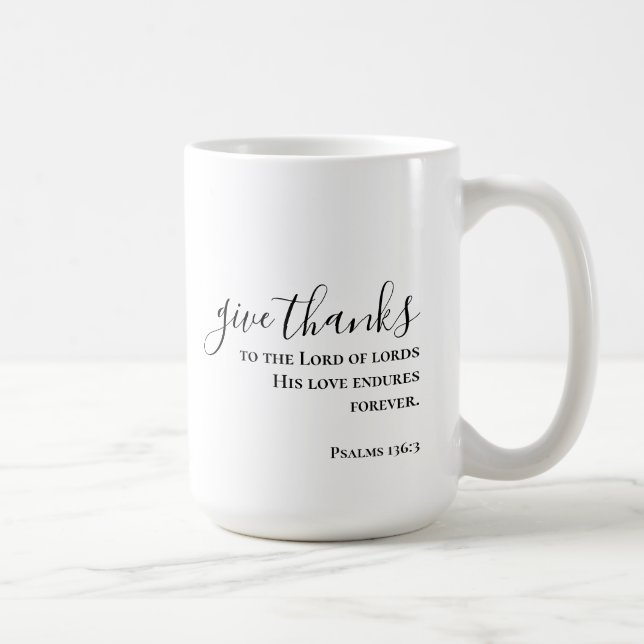 Personalized Custom Script Give Thanks Christian Coffee Mug (Right)
