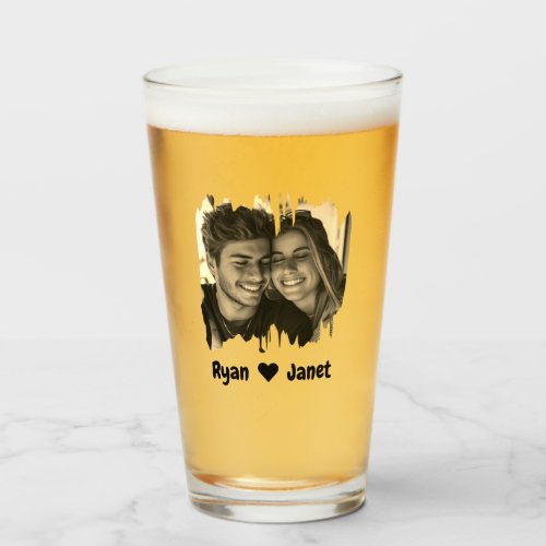 Personalized Custom Sepia Photo Beer Glass