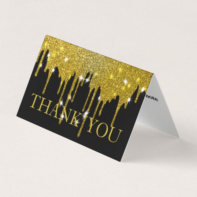 Personalized Custom Simple Glitter Drip Thank You Business Card (Front)