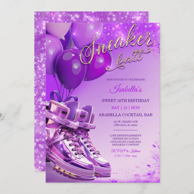 Personalized Custom Sneaker-themed Invitation (Front/Back)