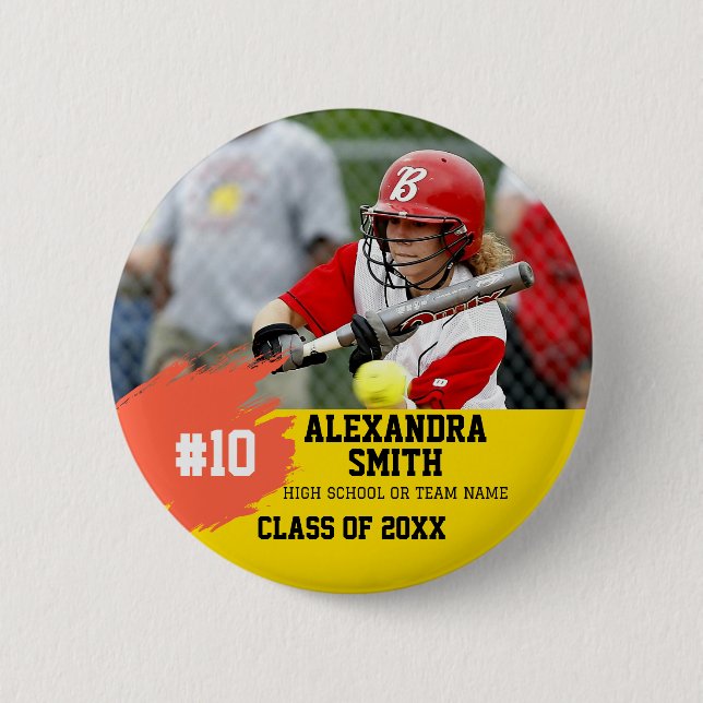 Personalized Custom Softball Player Graduation Button (Front)