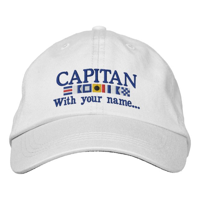 Personalized Custom Spanish Capitan Nautical Flags Embroidered Baseball Hat (Front)
