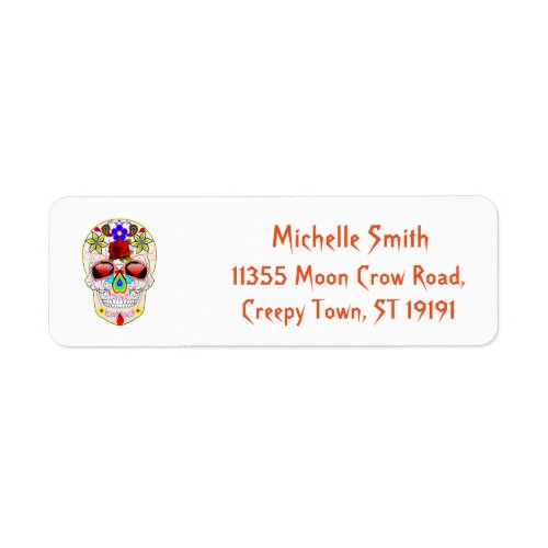 Personalized Custom Sugar Skull Halloween Label