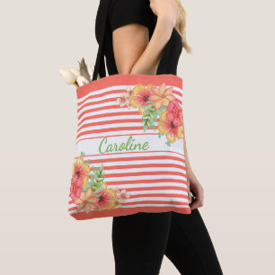 Personalized Custom Summer Floral Art Pattern Tote Bag