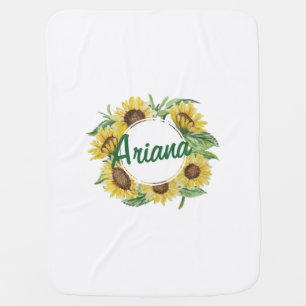 Personalized Custom Sunflower Wreath Baby Blanket