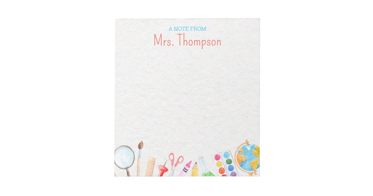 Personalized Custom Teacher's Notepad Zazzle