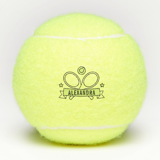 Personalized Custom Tennis Racquet Name  Balls (Front)