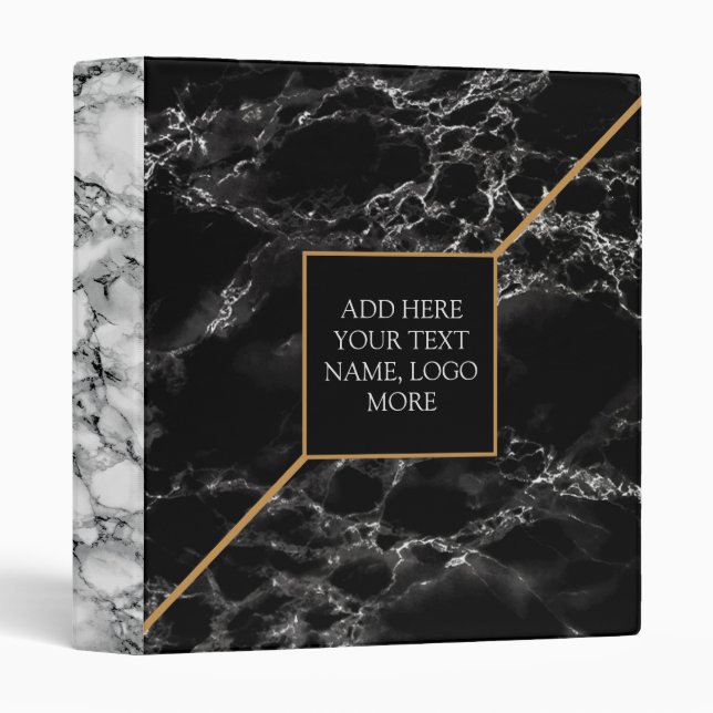 Personalized Custom Text 3 Ring Binder Marble (Front/Spine)