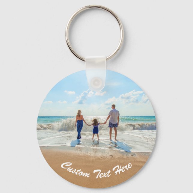 Personalized Custom Text and Family Photo Keychain (Front)