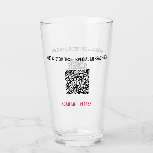 Personalized Custom Text and QR Code Glass (Front)