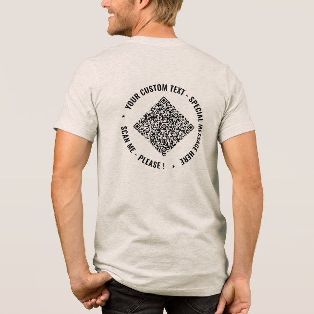 Personalized Custom Text and Your Funny QR Code Tri-Blend Shirt (Back)