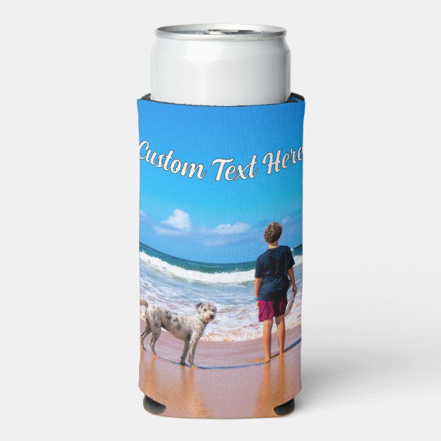 Personalized Custom Text and Your Photo Can Cooler (Seltzer Front)