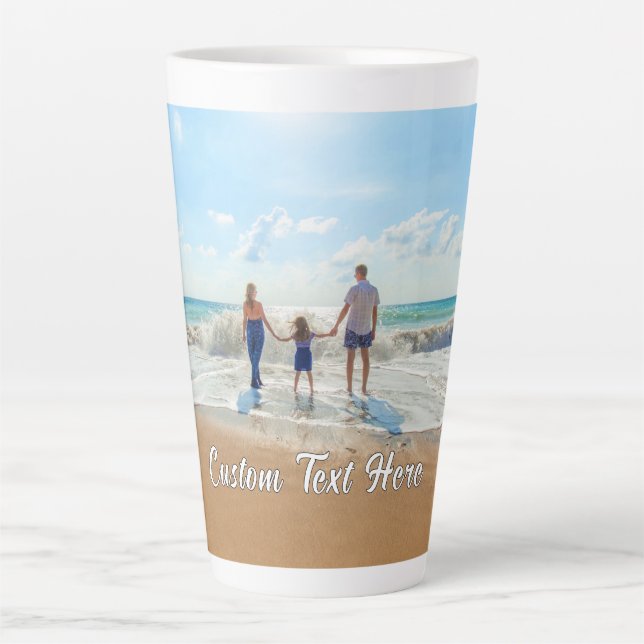 Personalized Custom Text and Your Photo Latte Mug (Front)