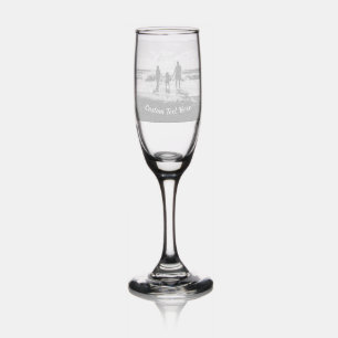 Personalized Custom Text and Your Photo Template Champagne Flute
