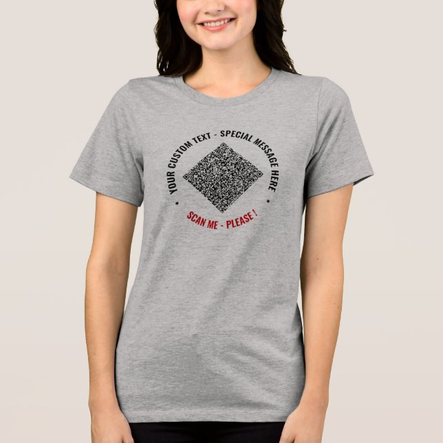 Personalized Custom Text and Your QR Code Example Tri-Blend Shirt (Front)