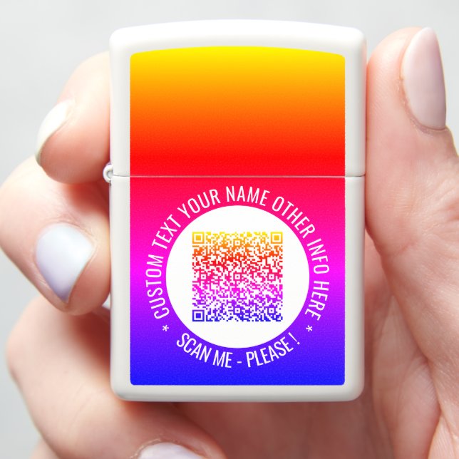 Personalized Custom Text and Your QR Code Zippo Lighter (In Hand)