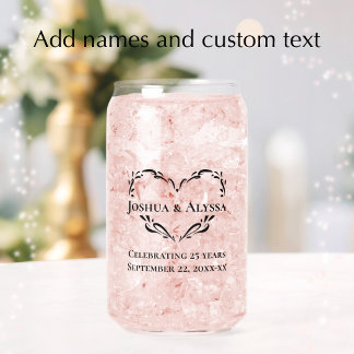 Personalized Custom Text Anniversary Keepsake Gift Can Glass