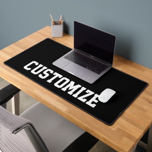 Personalized Custom Text Black and White Desk Mat
