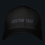 Personalized Custom Text Black Gray Your Words Embroidered Baseball Cap<br><div class="desc">Create your own custom look with this stylish black and gray embroidered baseball cap. Add your unique touch by personalizing it with your own text, whether it’s a name, special message, or a memorable quote. This classic cap features a timeless color palette of black and gray, making it the perfect...</div>