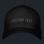 Personalized Custom Text Black Gray Your Words Embroidered Baseball Cap<br><div class="desc">Create your own custom look with this stylish black and gray embroidered baseball cap. Add your unique touch by personalizing it with your own text, whether it’s a name, special message, or a memorable quote. This classic cap features a timeless color palette of black and gray, making it the perfect...</div>