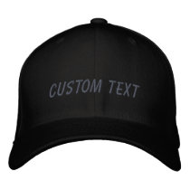 Personalized Custom Text Black Gray Your Words Embroidered Baseball Cap