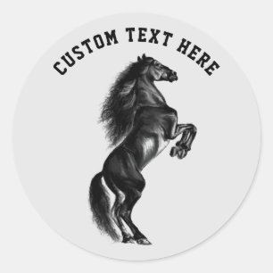 Personalized Custom Text Black Horse Stickers