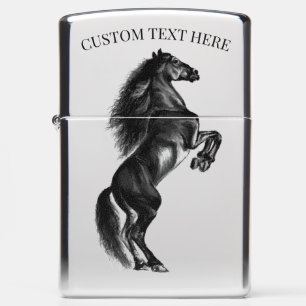 Personalized Custom Text Black Horse Zippo Lighter