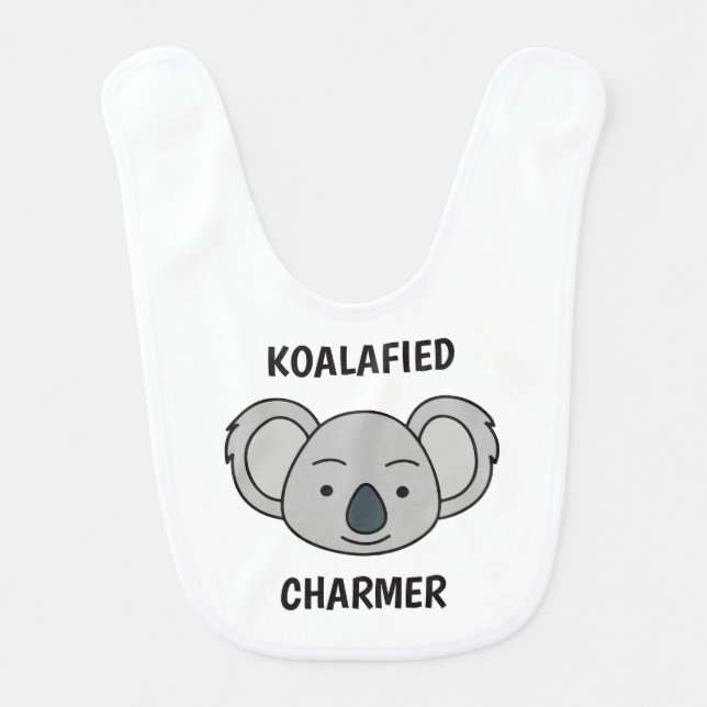 Personalized Custom Text Cute Koala Pun Unique Boy Baby Bib (Front)