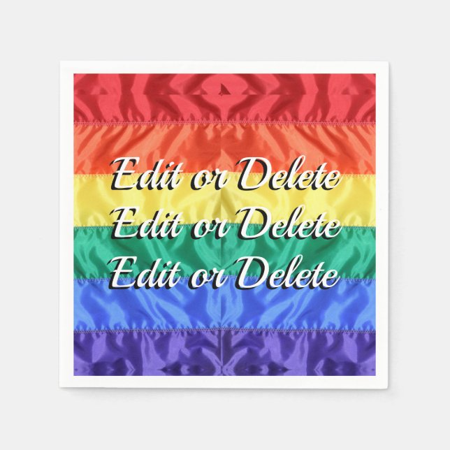 Personalized Custom Text Gay Pride Rainbow Stripes Napkins (Front)