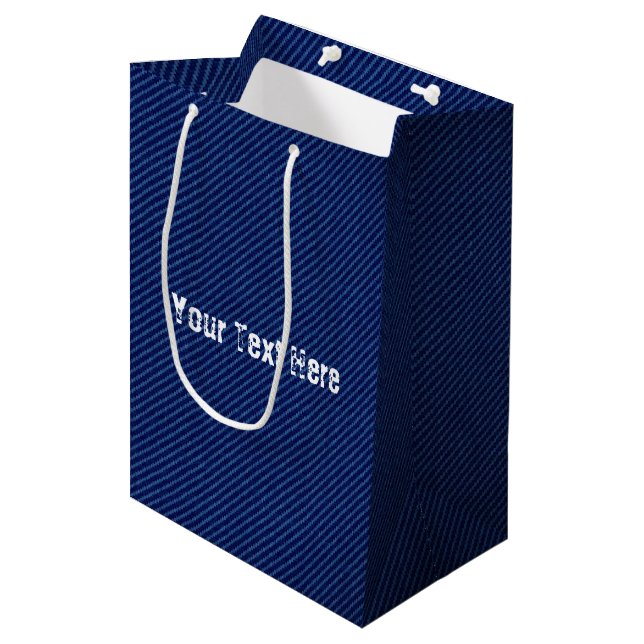 Personalized Custom Text Gift Bag Faux Blue Jeans (Front Angled)
