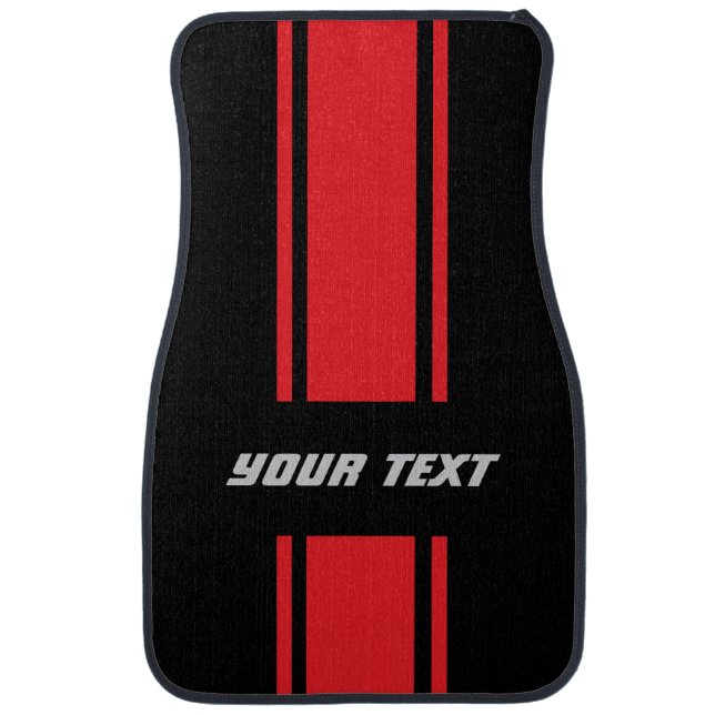 Personalized Custom Text Racing Stripe Car Floor Mat (Front)