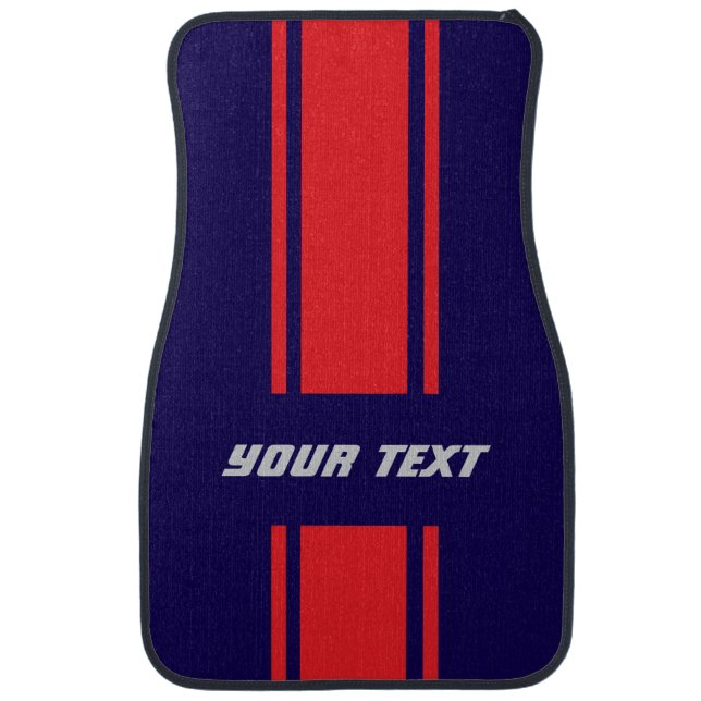 Personalized Custom Text Racing Stripe Car Floor Mat (Front)