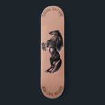 Personalized Custom Text Skateboard with Horse<br><div class="desc">Custom Colors and Text - Skateboard with Upright Black Wild Horse - MIGNED Painting Design - Add Your Unique Text - Name - Choose / add your favorite text and background colors / fonts / size - Resize and move or remove elements with customization tool. Please see my other projects...</div>