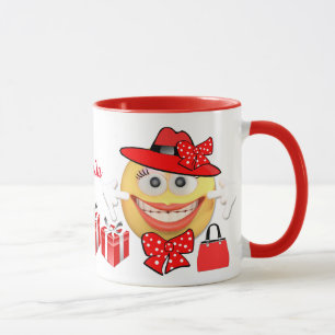 Personalized Custom Text Smiling Shopping Emoji Mug