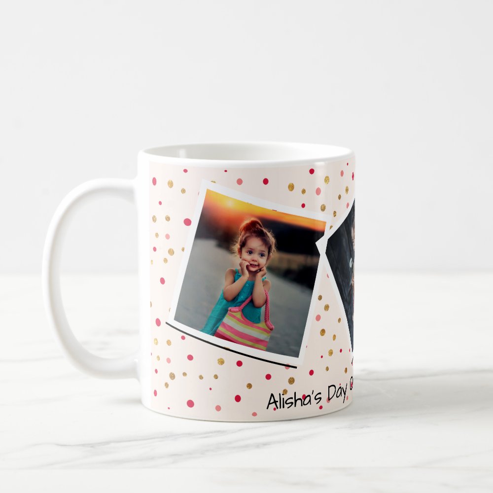 Personalized Custom Text with Photo Collage Pink Coffee Mug