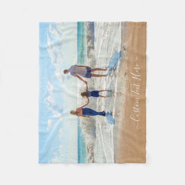 Personalized Custom Text Your Photo Fleece Blanket (Front)