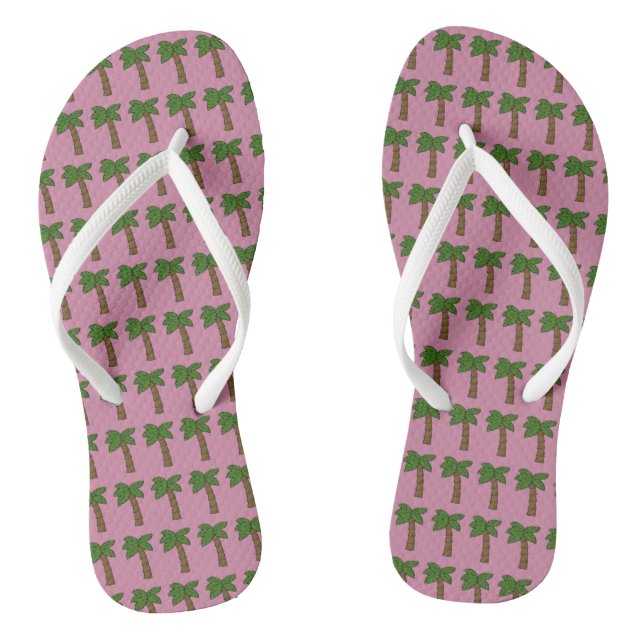 Personalized Custom Tiny Coconut Palm Tree Pink Flip Flops (Footbed)